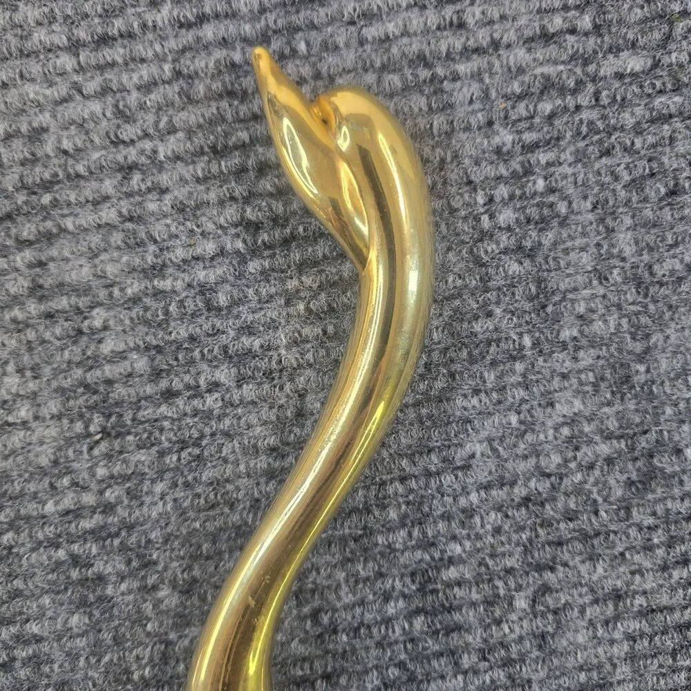 Set of 2 Glass and Brass Swan Figurines Vintage Decoration